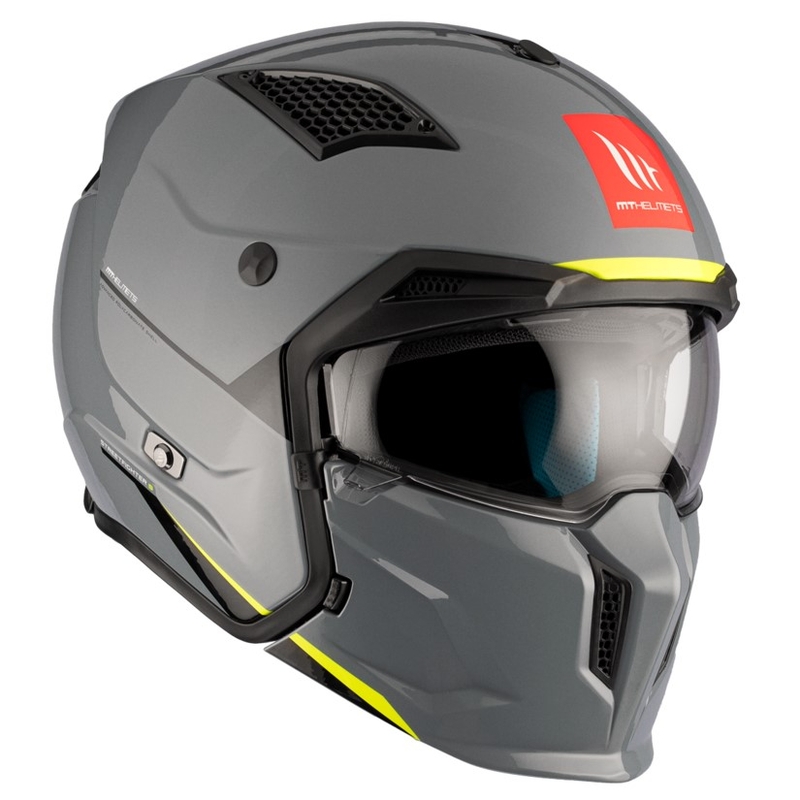 Open helm met masker MT Streetfighter SV S Solid A22 glanzend grijs met iridium vizier