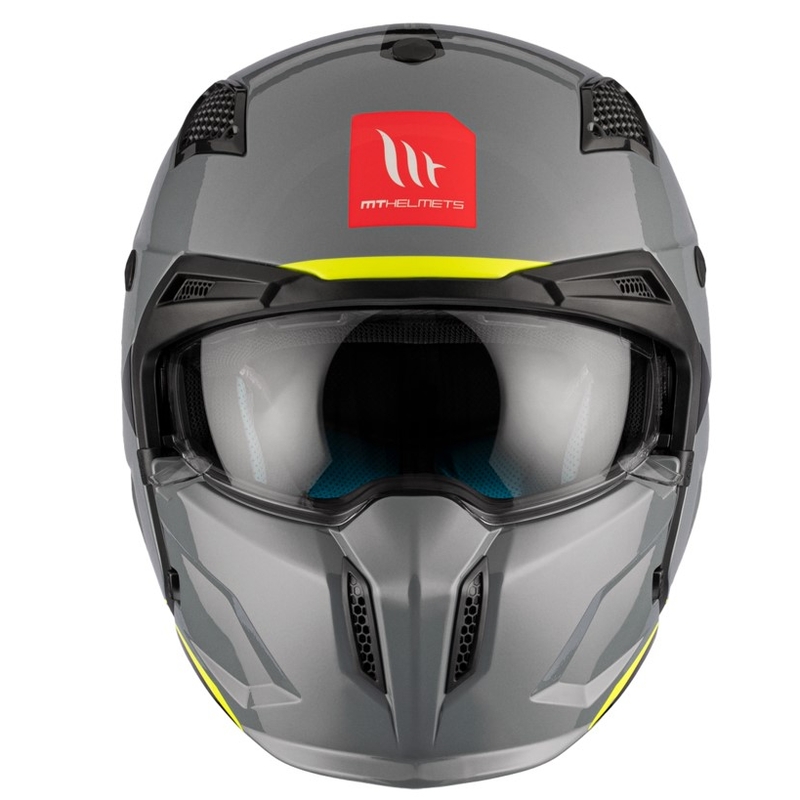 Open helm met masker MT Streetfighter SV S Solid A22 glanzend grijs met iridium vizier