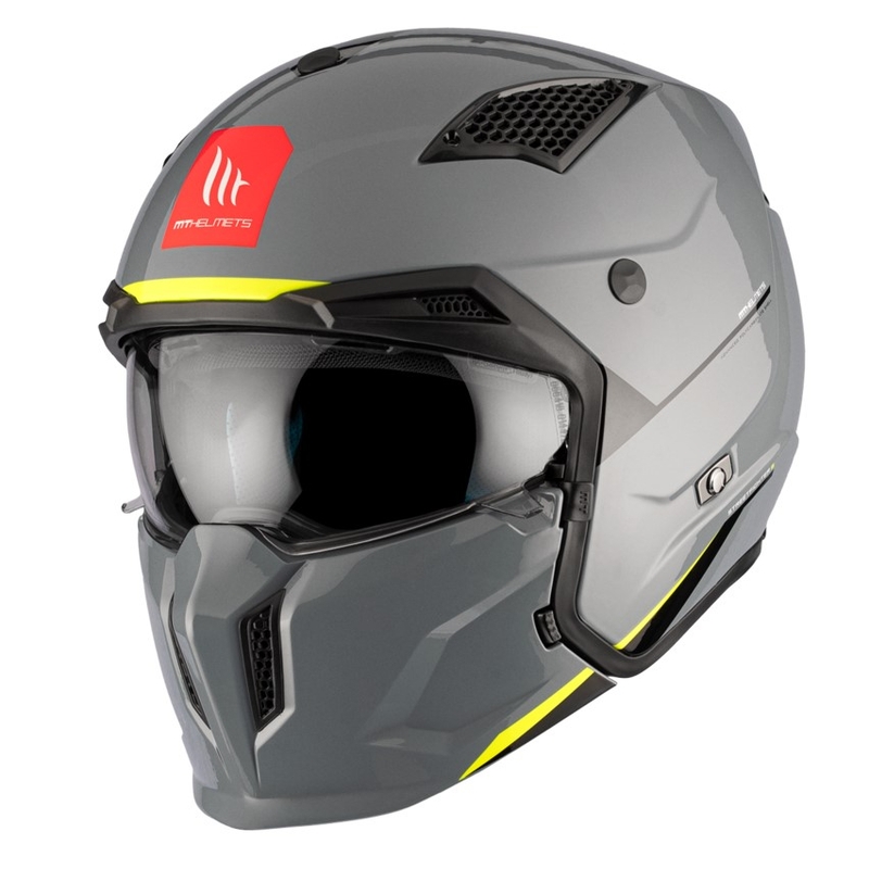 Open helm met masker MT Streetfighter SV S Solid A22 glanzend grijs met iridium vizier