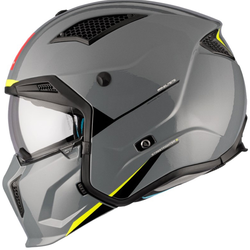 Open helm met masker MT Streetfighter SV S Solid A22 glanzend grijs met iridium vizier