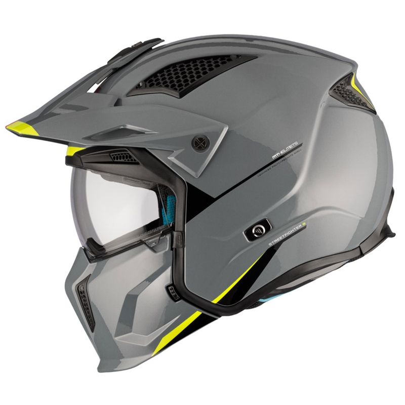 Open helm met masker MT Streetfighter SV S Solid A22 glanzend grijs met iridium vizier