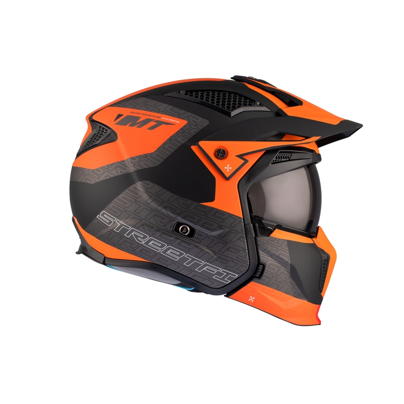 Open helm met masker MT Streetfighter SV Totem B4 zwart-grijs-oranje met iridium vizier