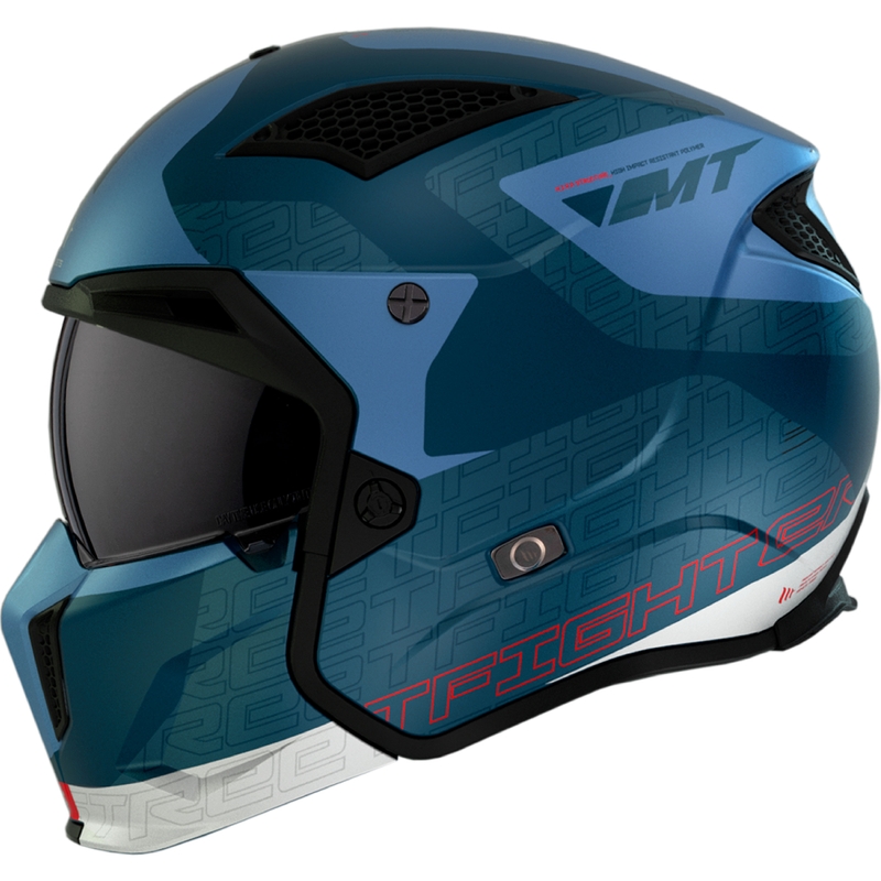 Open helm met masker MT Streetfighter SV Totem C17 wit-blauw met iridium vizier