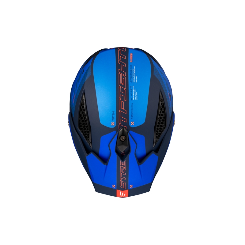 Open helm met masker MT Streetfighter SV Totem C17 wit-blauw met iridium vizier