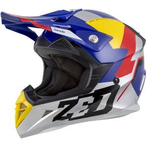 Crosshelm ZED X1.9 Tendo parelblauw-rood-geel-zilver