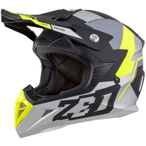 Crosshelm ZED X1.9 Tendo mat zwart-donkergrijs-lichtgrijs-fluogeel