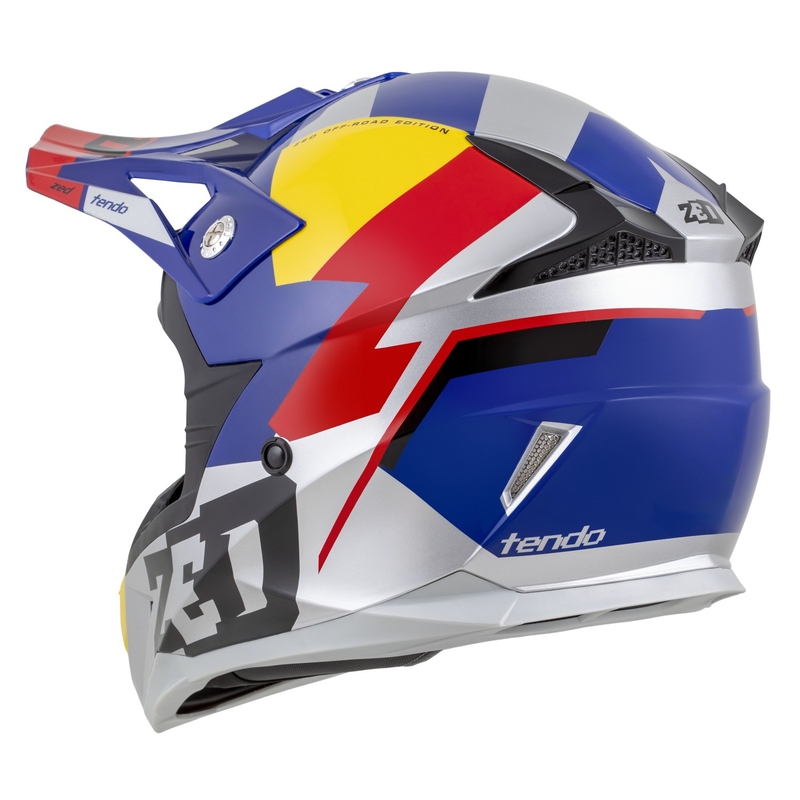 Kindercrosshelm ZED X1.9D TENDO parelblauw-rood-geel-zilver
