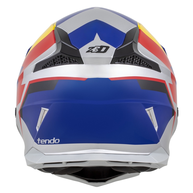 Kindercrosshelm ZED X1.9D TENDO parelblauw-rood-geel-zilver
