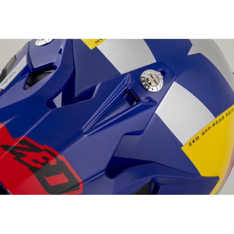 Kindercrosshelm ZED X1.9D TENDO parelblauw-rood-geel-zilver