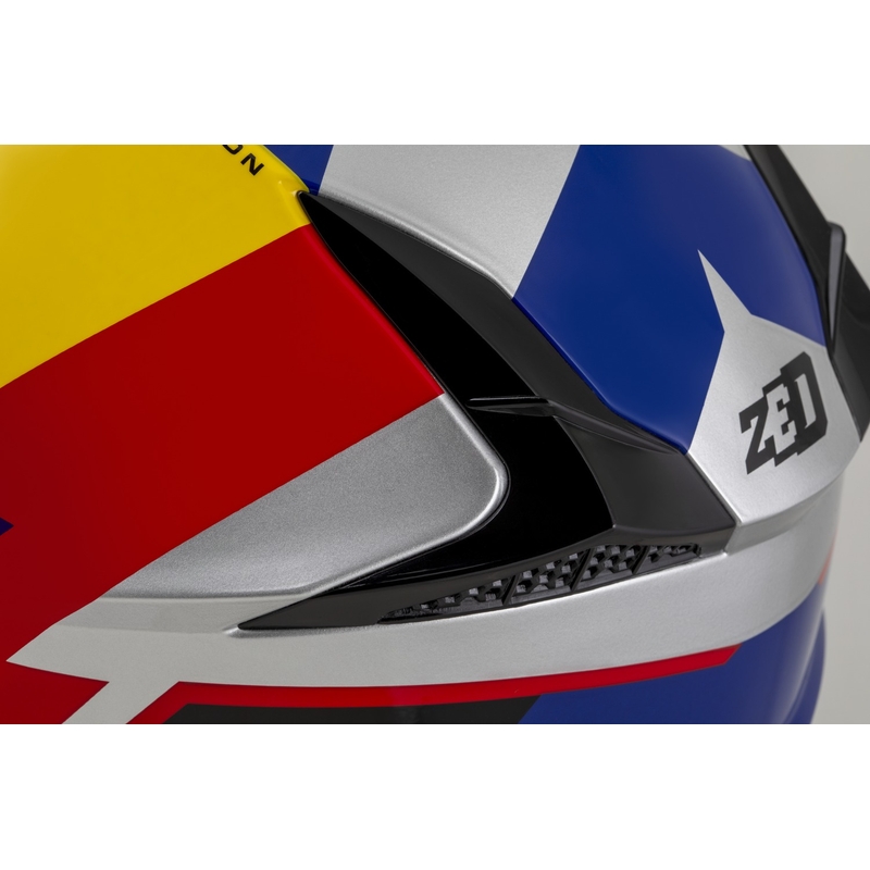 Kindercrosshelm ZED X1.9D TENDO parelblauw-rood-geel-zilver