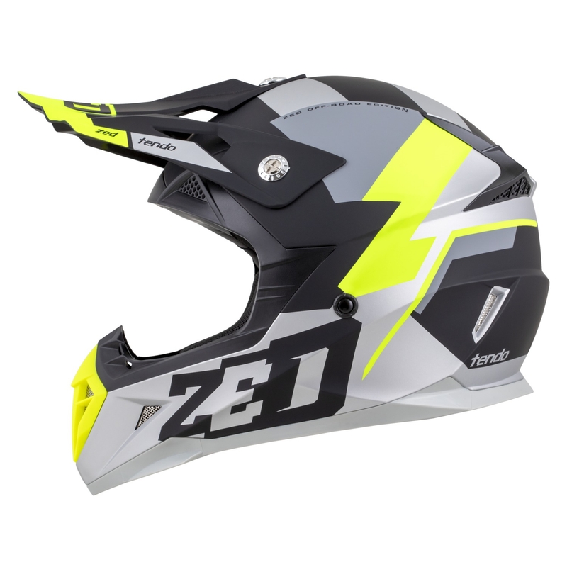 Kindercrosshelm ZED X1.9D TENDO matzwart-donkergrijs-lichtgrijs-fluogeel