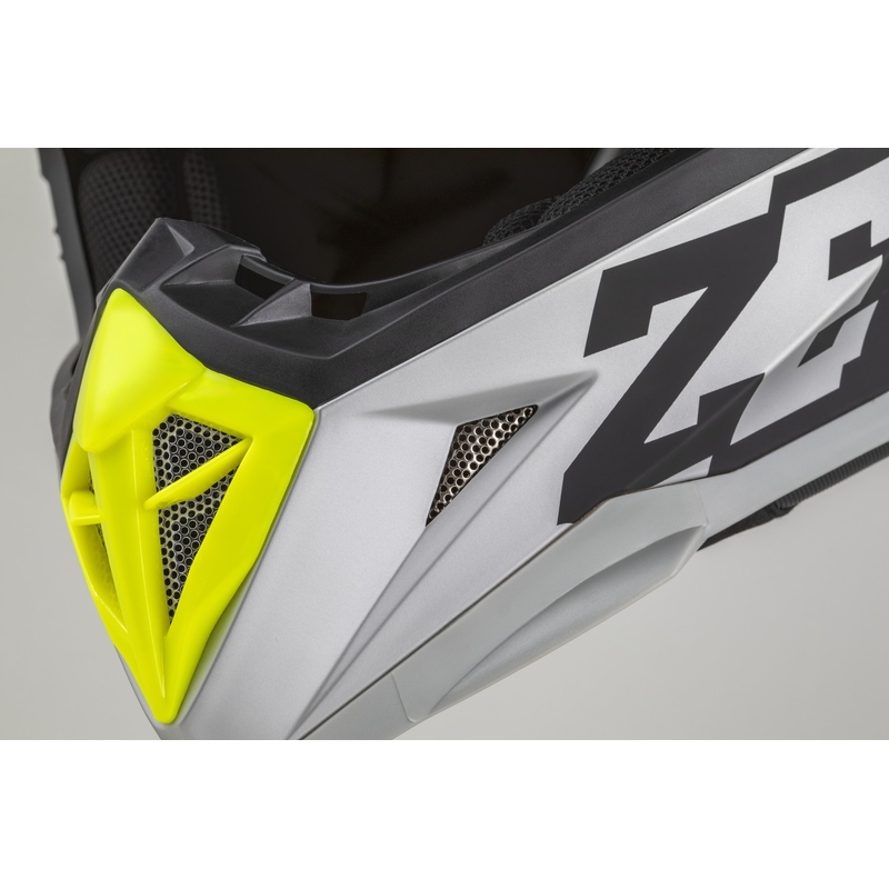 Kindercrosshelm ZED X1.9D TENDO matzwart-donkergrijs-lichtgrijs-fluogeel