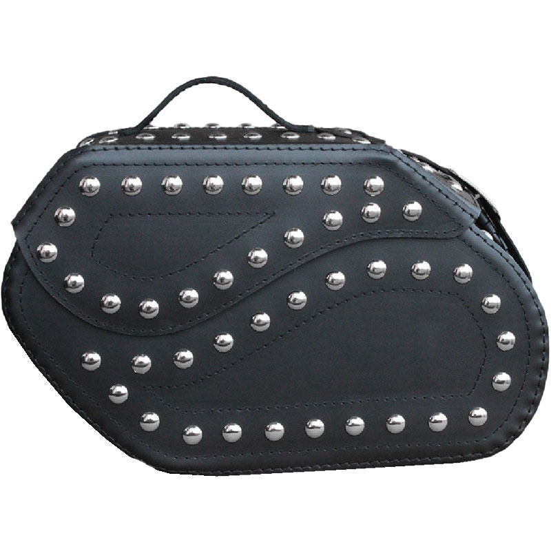 Leren motortas RSA S221 met slot en klinknagels zwart