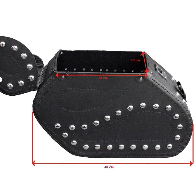 Leren motortas RSA S221 met slot en klinknagels zwart