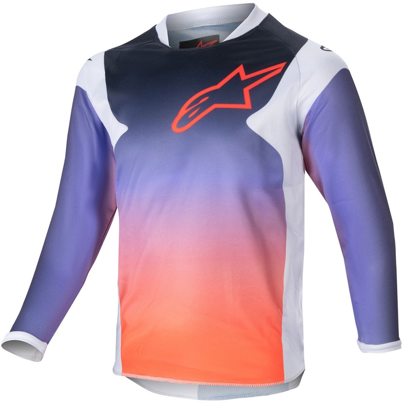 Alpinestars Racer Hoen Kids Motocross Jersey Lichtgrijs-Gradiënt-Zwart