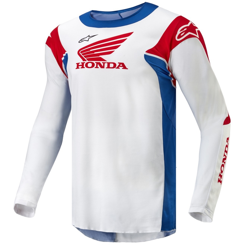 Alpinestars Racer Iconic Honda collectie motocross shirt wit-blauw-rood-zwart