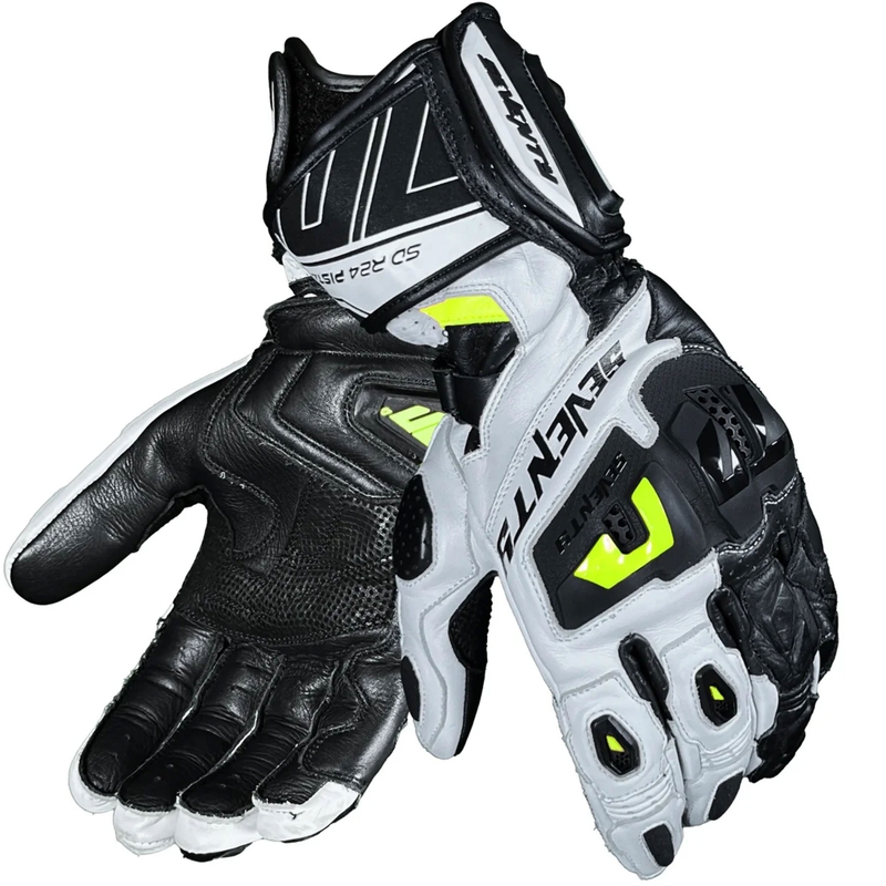 Seventy Degrees SD-R24 Pista motorhandschoenen wit-zwart-fluorescentiegeel