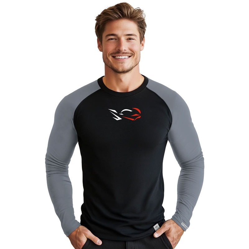Heren functioneel T-shirt nanosilver® Combi Ride zwartgrijs