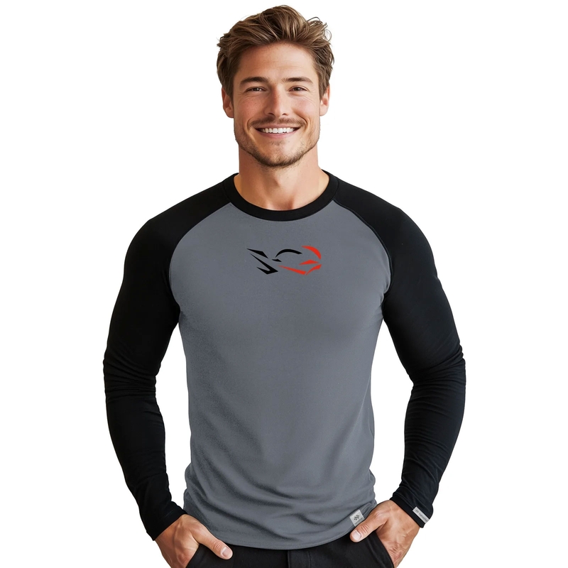 Heren functioneel T-shirt nanosilver® Combi Ride grijs-zwart
