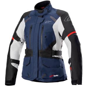 Alpinestars Stella Andes Drystar Dames Motorjack Donkerblauw-Zwart-Lichtgrijs-Rood