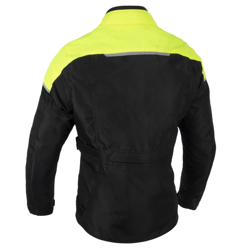 Dames motorjack Oxford Spartan Long WP zwart-fluogeel