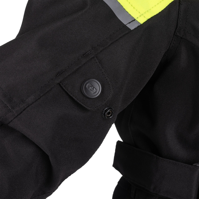 Dames motorjack Oxford Spartan Long WP zwart-fluogeel