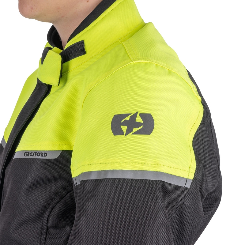 Dames motorjack Oxford Spartan Long WP zwart-fluogeel