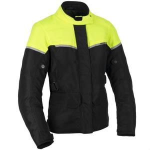 Dames motorjack Oxford Spartan Long WP zwart-fluogeel