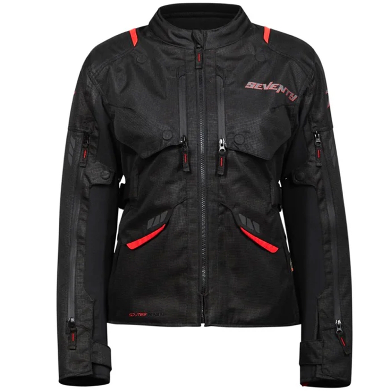 Dames motorjack Seventy Degrees SD-JT69 Tanami zwart-rood