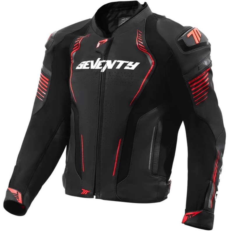 Seventy Degrees SD-JL24 Spoiler leren motorjack zwart-rood