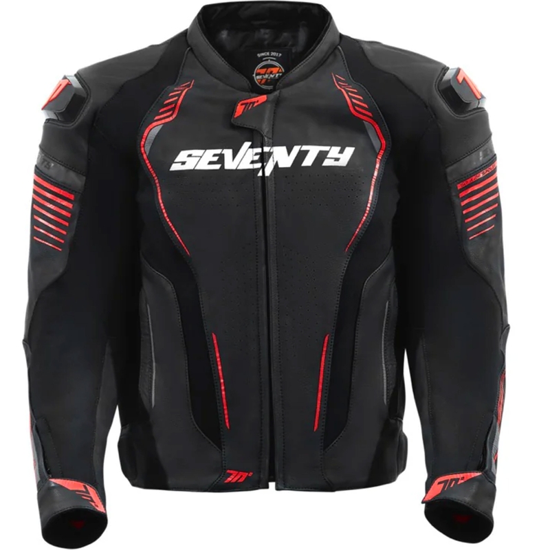 Seventy Degrees SD-JL24 Spoiler leren motorjack zwart-rood