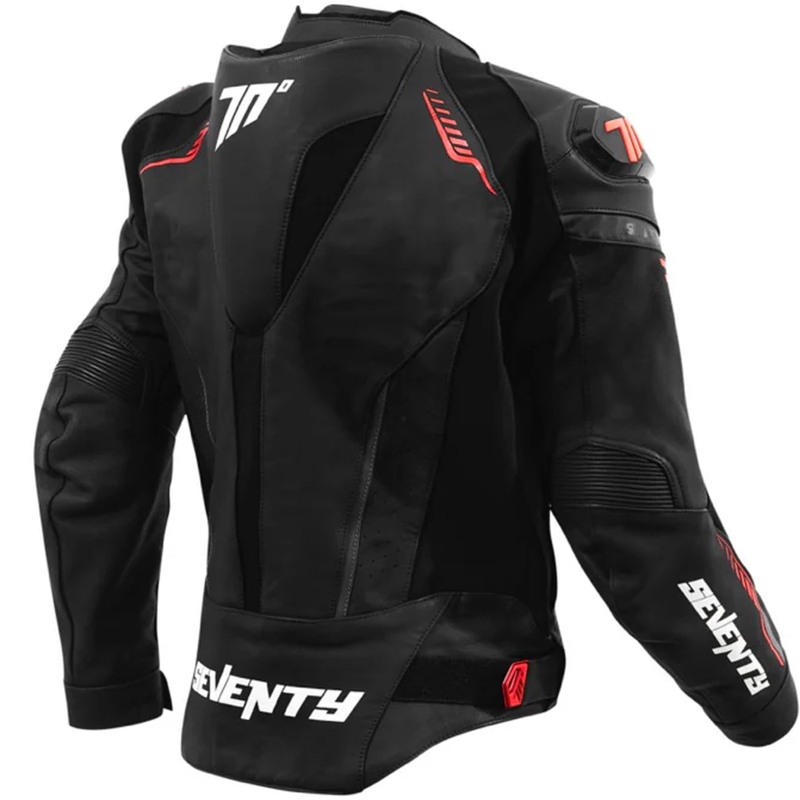 Seventy Degrees SD-JL24 Spoiler leren motorjack zwart-rood