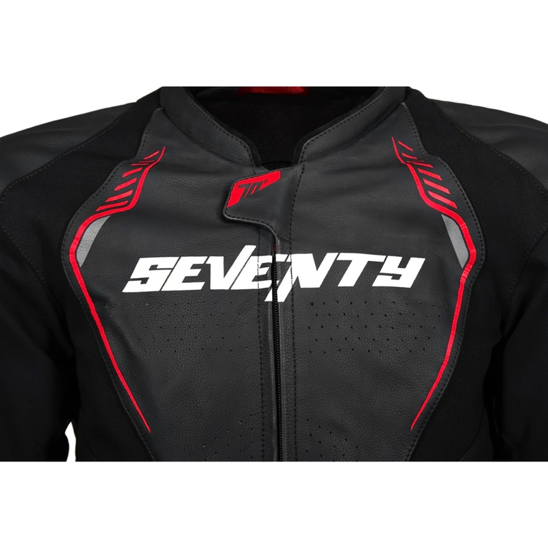 Seventy Degrees SD-JL24 Spoiler leren motorjack zwart-rood