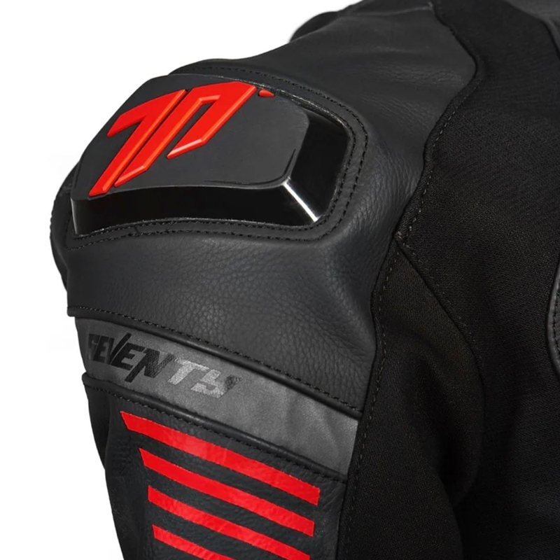 Seventy Degrees SD-JL24 Spoiler leren motorjack zwart-rood