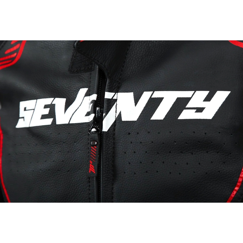Seventy Degrees SD-JL24 Spoiler leren motorjack zwart-rood