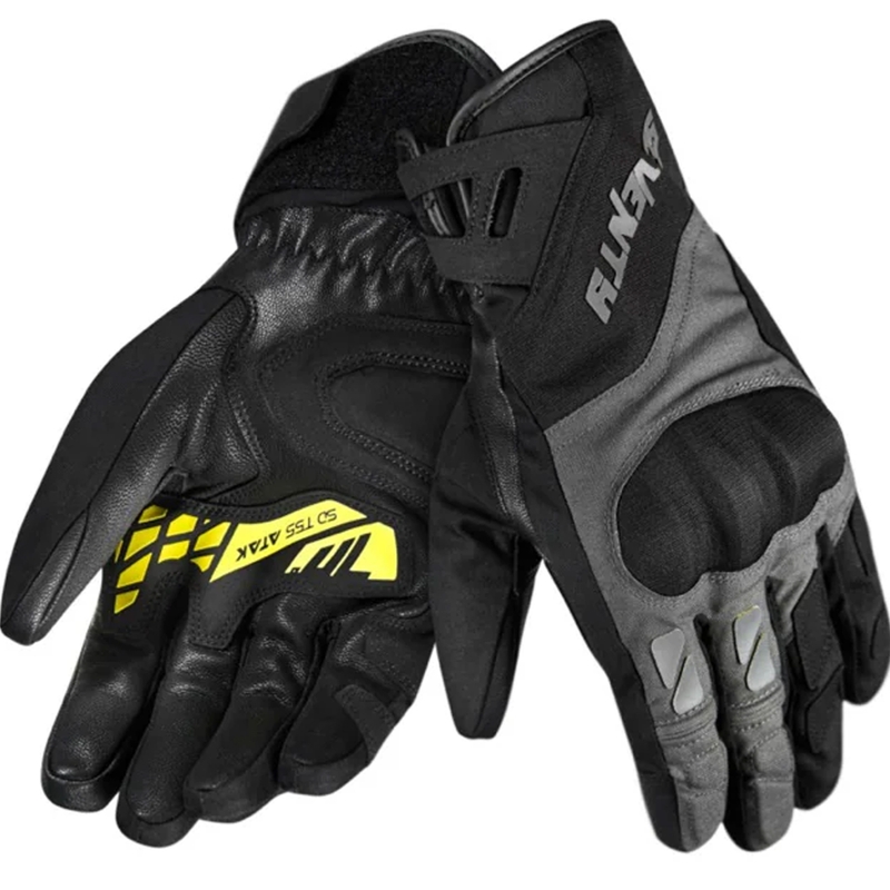Motorhandschoenen Seventy Degrees SD-T55 Atak zwart-fluogeel