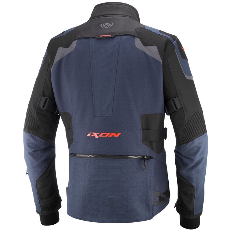 IXON Odin motorjack blauw-zwart-fluorrood