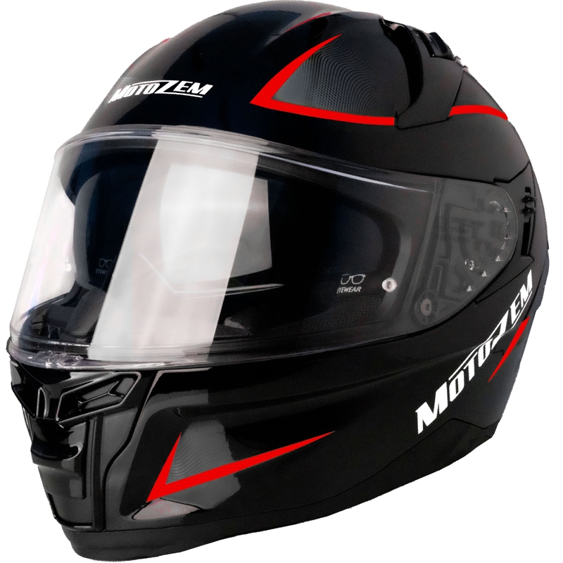 Motozem Guardian integraal motorhelm zwart-rood - II. kwaliteit