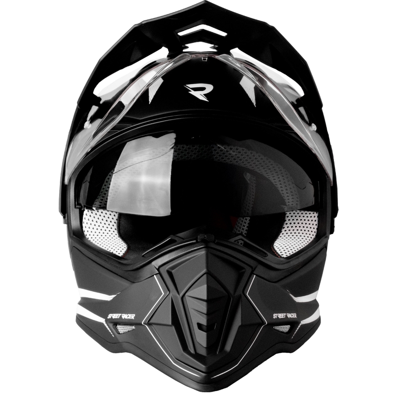 Enduro motorhelm Street Racer Ignite mat zwart/wit - II. kwaliteit