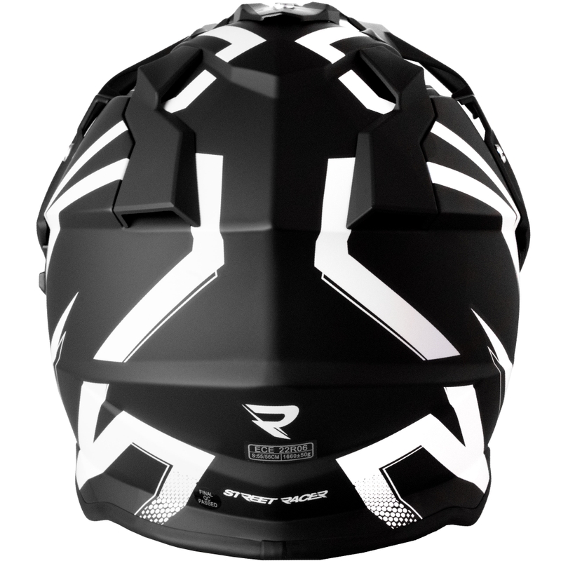 Enduro motorhelm Street Racer Ignite mat zwart/wit - II. kwaliteit