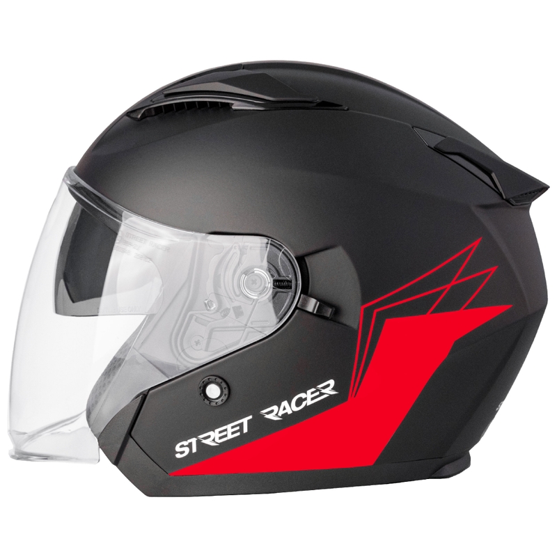 Open motorhelm Street Racer Sonic mat zwart-rood - II. kwaliteit