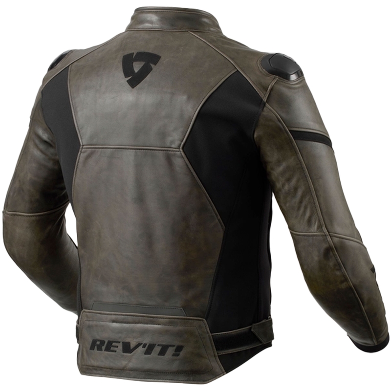 Revit Parallax Lederen Motorjas Donker Olijf