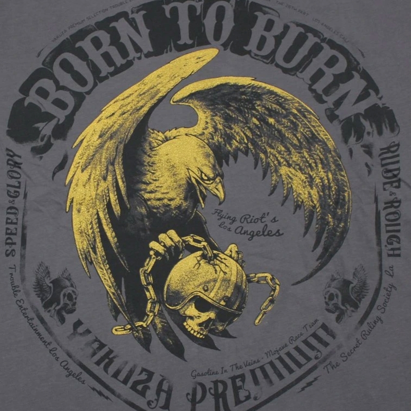 Yakuza Premium Born To Burn Flying Riots Los Angeles T-shirt donkergrijs