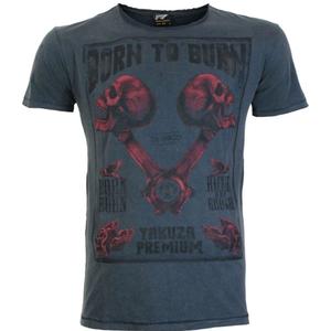 T-shirt Yakuza Premium Rude and Rough Born to Burn - Los Angeles blauw