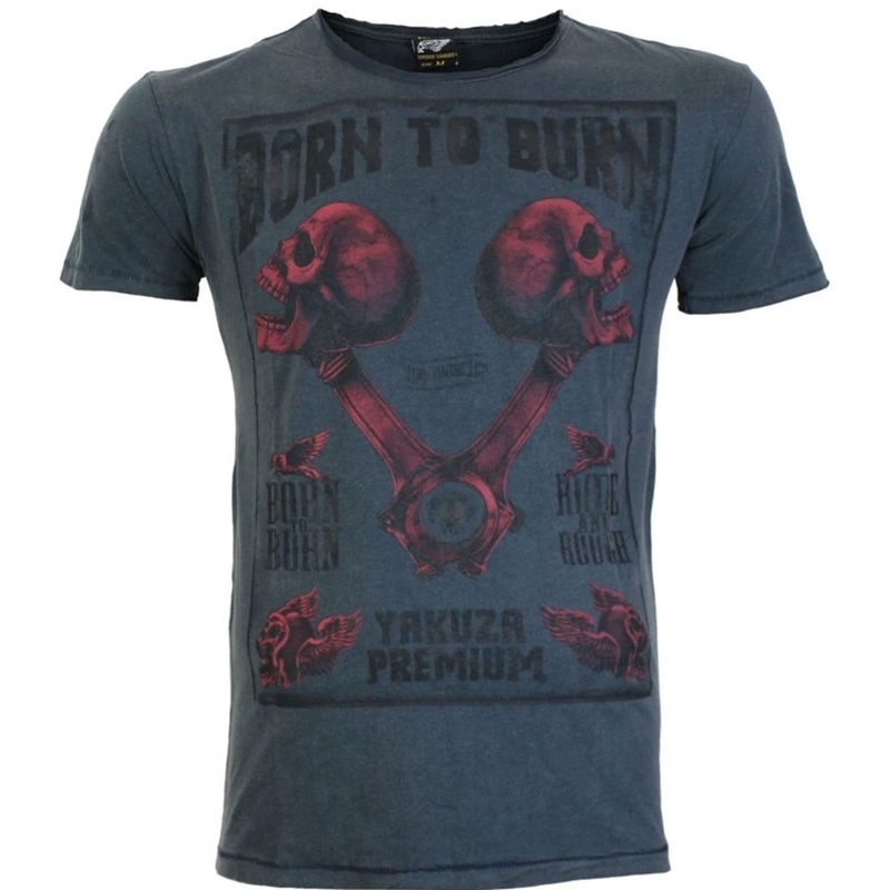 T-shirt Yakuza Premium Rude and Rough Born to Burn - Los Angeles blauw