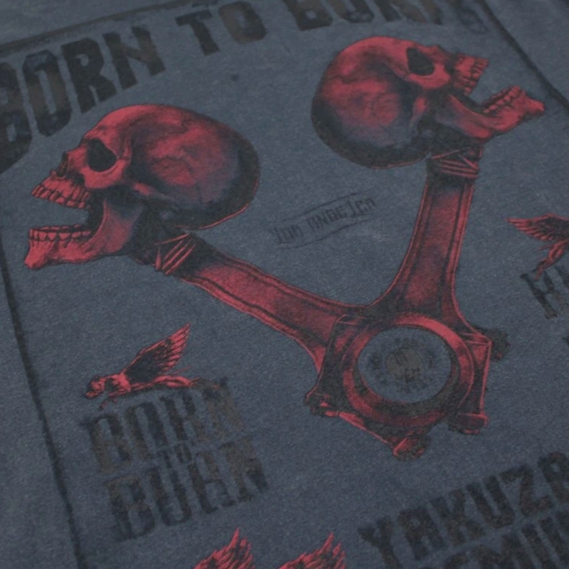 T-shirt Yakuza Premium Rude and Rough Born to Burn - Los Angeles blauw