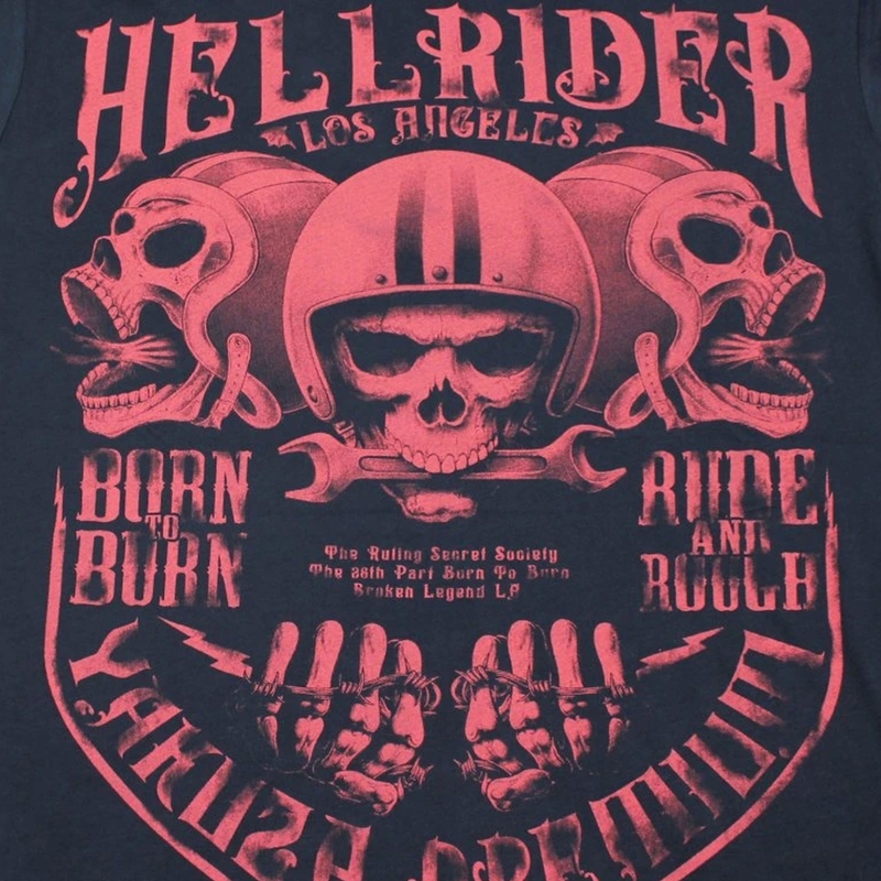 Yakuza Premium Hell Rider T-shirt - Born to Burn donkerblauw