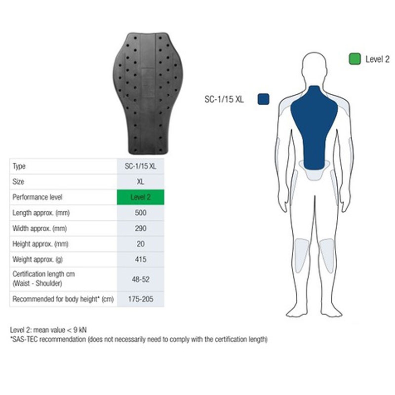 Rugbeschermer Sas-Tec Niveau 2 SC-1/15 zwart