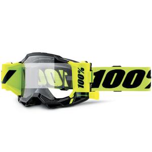 Motorcrossbril 100% Accuri 2 Forecast fluo geel met helder plexiglas