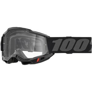 Kindercrossbril 100% Accuri 2 Junior zwart met helder plexiglas